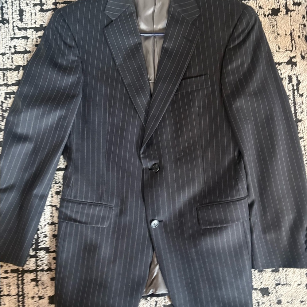 Men's Black Pinstripe Blazer